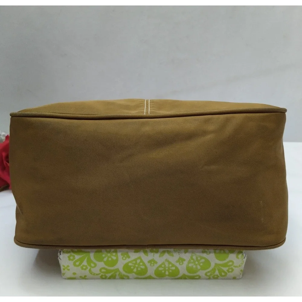 Dooney & Bourke Brown Nylon Leather Trim Zipper Closure Hobo Shoulder Bag